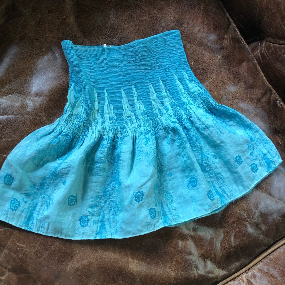 Tube top sky blue ferozi stretch crinkled